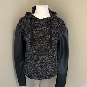 A Fine Line Sweater with Faux Leather Sleeves XSmall